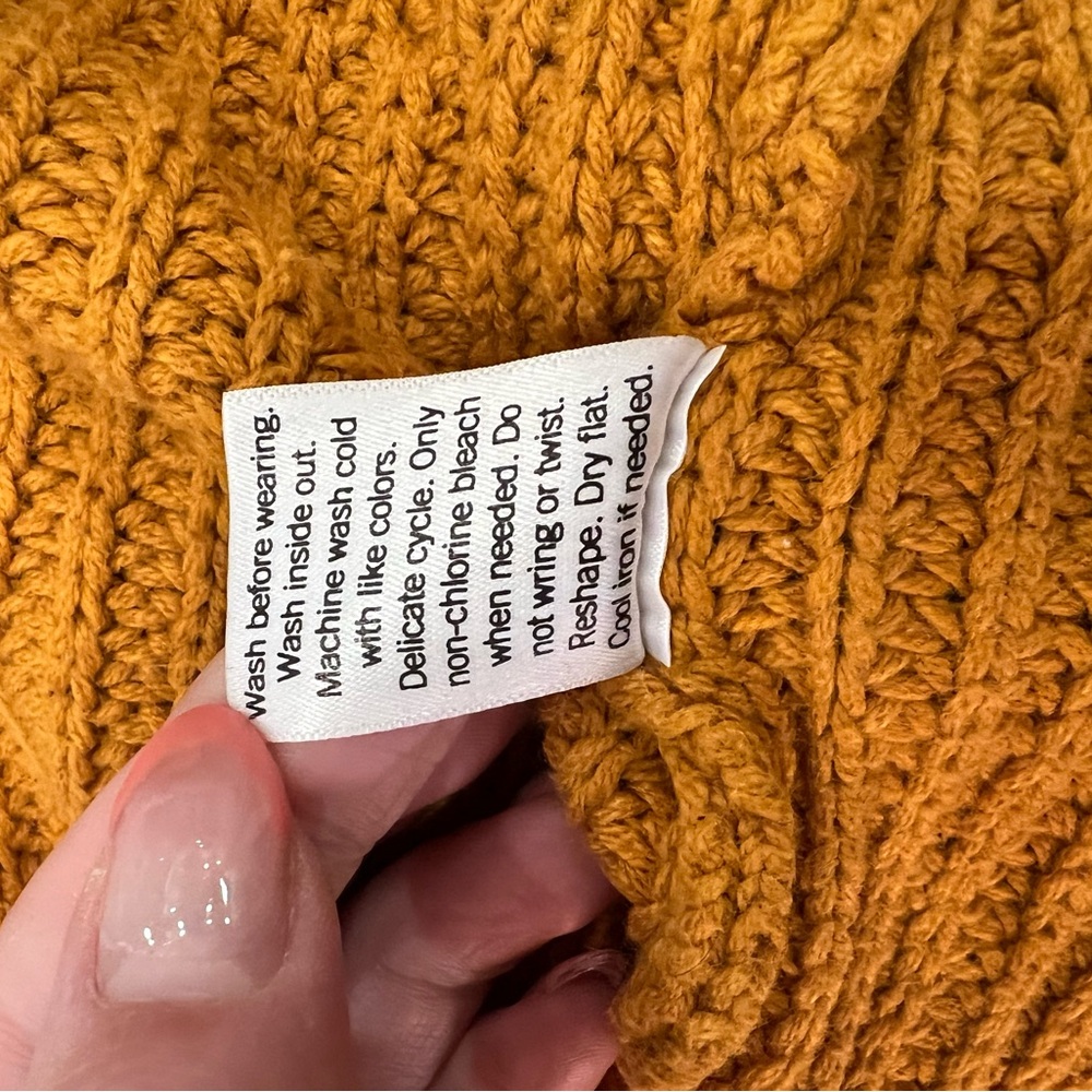 Sonoma Golden Mustard Cable Knit Sweater Drop Shoulder Crew Neck 4X - Picture 5 of 5